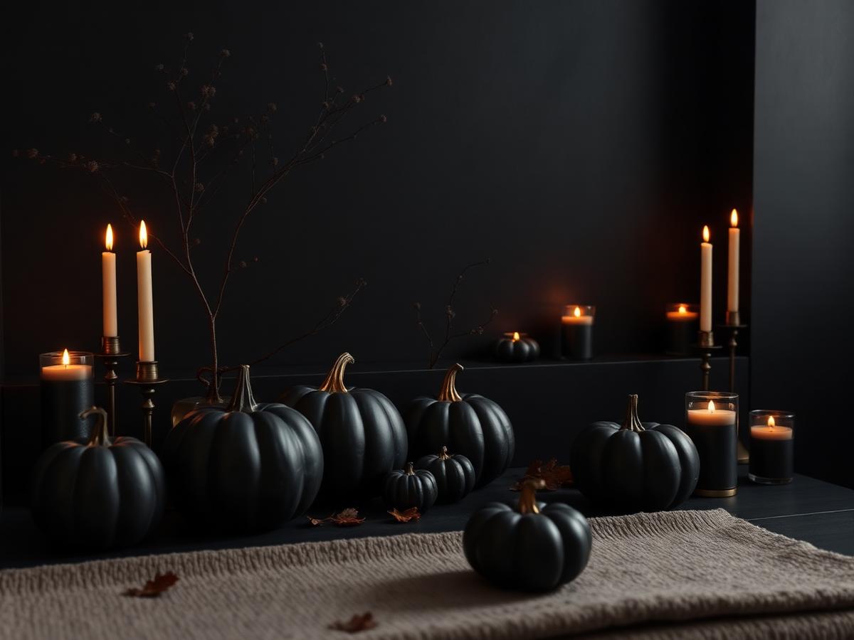 Black pumpkins and candlelight set the scene for Halloween in Athens